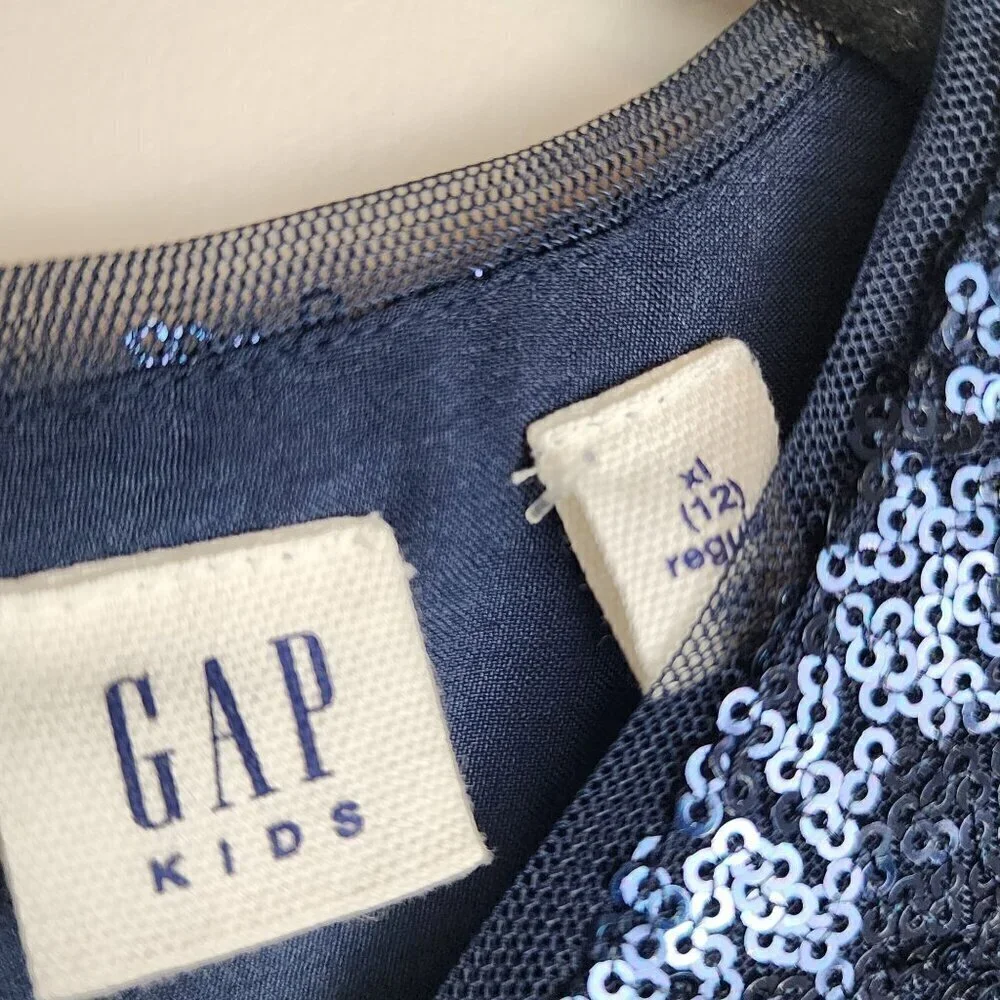 Gap Kids size XL/12 drop waist sequin dress Special occasion Holiday Blue